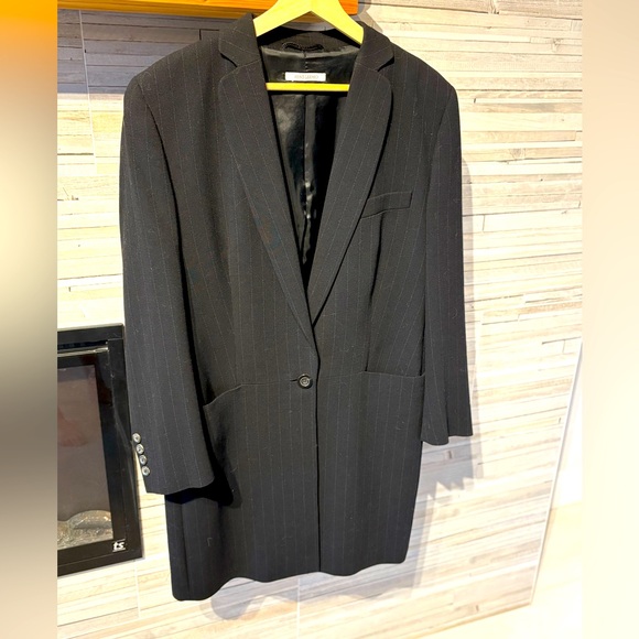 Rene Lezard women’s blazer one button wool pinstripe black size 40 - 8/10 - Picture 1 of 5